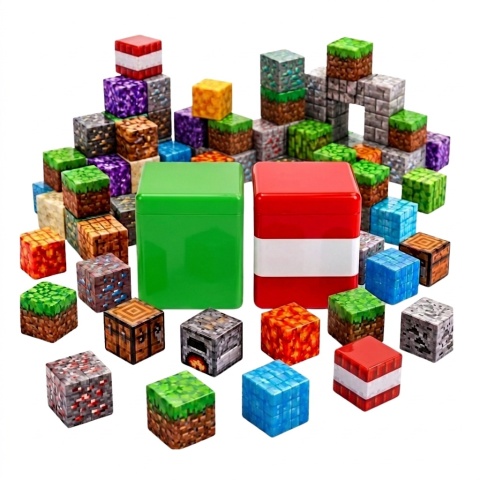 Klocki Magnetyczne Pixele 600 Elementów (580 Klocków + 20 Figurek) – Zestaw SIX. SEVEN, DWA Pudełka